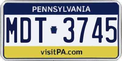 PA license plate MDT3745