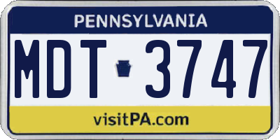 PA license plate MDT3747