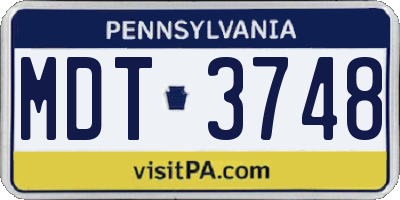 PA license plate MDT3748