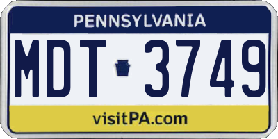 PA license plate MDT3749