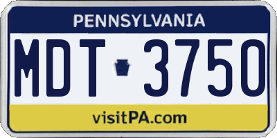 PA license plate MDT3750
