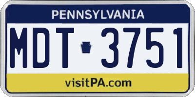PA license plate MDT3751