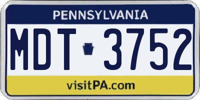 PA license plate MDT3752