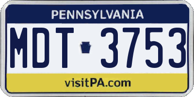 PA license plate MDT3753