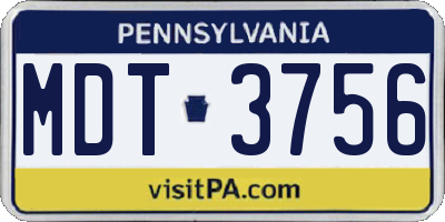 PA license plate MDT3756