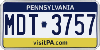 PA license plate MDT3757