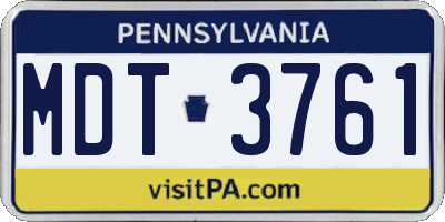 PA license plate MDT3761