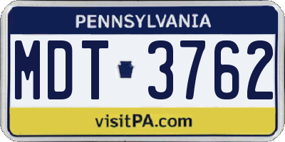 PA license plate MDT3762