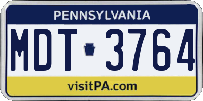 PA license plate MDT3764