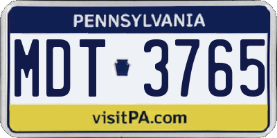 PA license plate MDT3765
