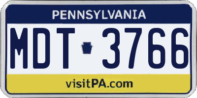 PA license plate MDT3766