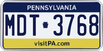 PA license plate MDT3768