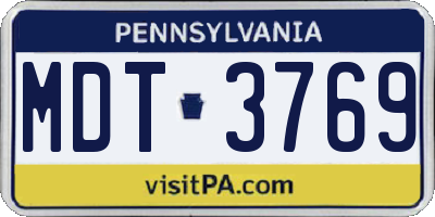 PA license plate MDT3769