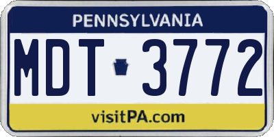 PA license plate MDT3772