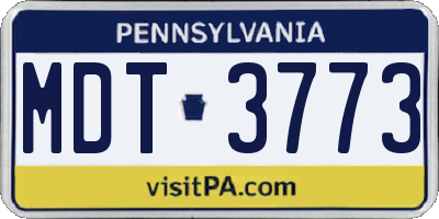 PA license plate MDT3773