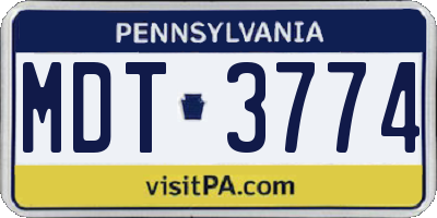 PA license plate MDT3774