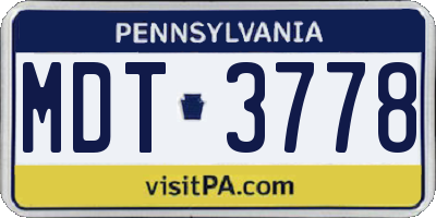 PA license plate MDT3778