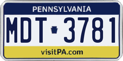 PA license plate MDT3781