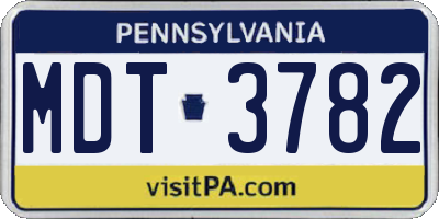 PA license plate MDT3782