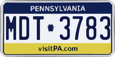 PA license plate MDT3783