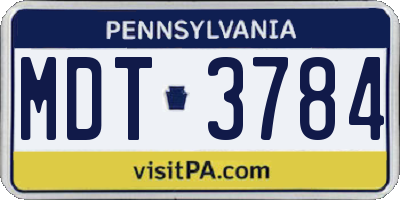 PA license plate MDT3784