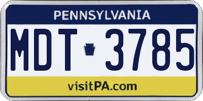 PA license plate MDT3785