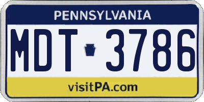 PA license plate MDT3786