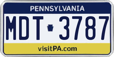 PA license plate MDT3787