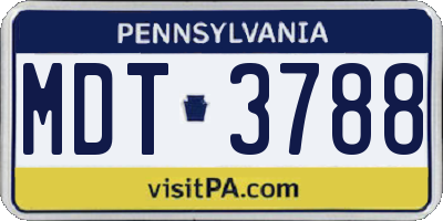 PA license plate MDT3788
