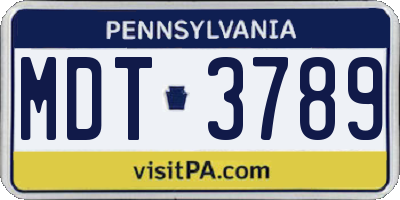 PA license plate MDT3789