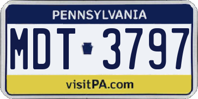 PA license plate MDT3797