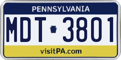 PA license plate MDT3801