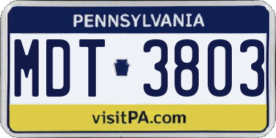 PA license plate MDT3803