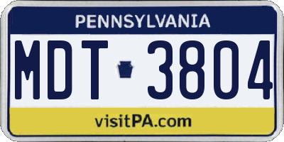 PA license plate MDT3804