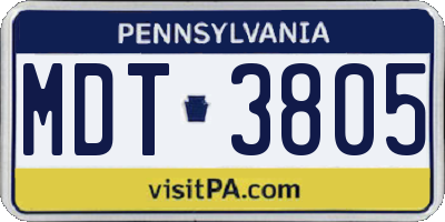 PA license plate MDT3805