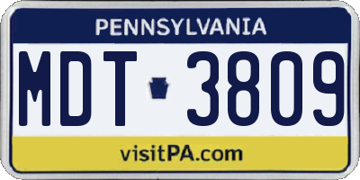 PA license plate MDT3809
