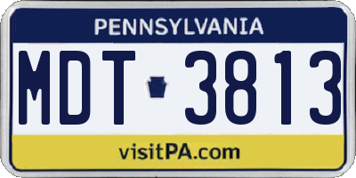 PA license plate MDT3813