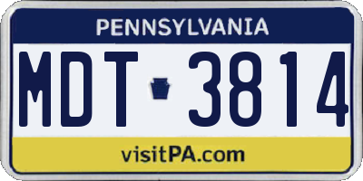 PA license plate MDT3814
