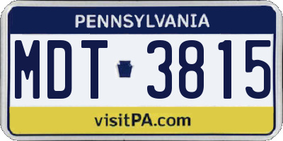 PA license plate MDT3815