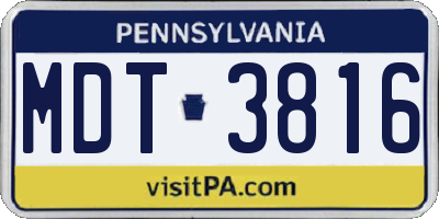 PA license plate MDT3816