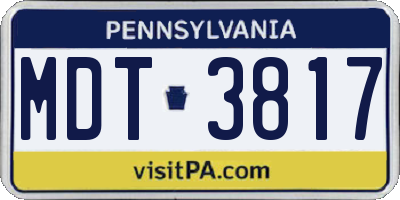 PA license plate MDT3817