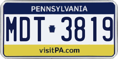 PA license plate MDT3819