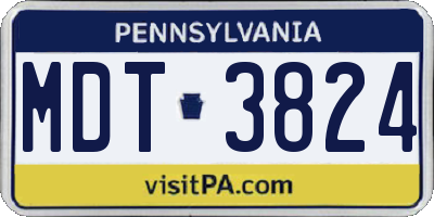 PA license plate MDT3824