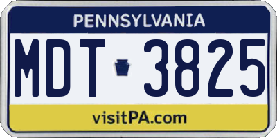 PA license plate MDT3825