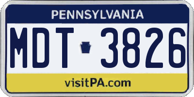 PA license plate MDT3826