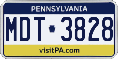 PA license plate MDT3828