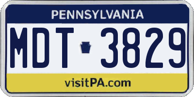 PA license plate MDT3829