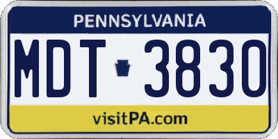 PA license plate MDT3830