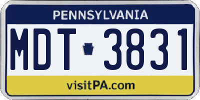 PA license plate MDT3831