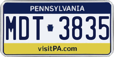 PA license plate MDT3835